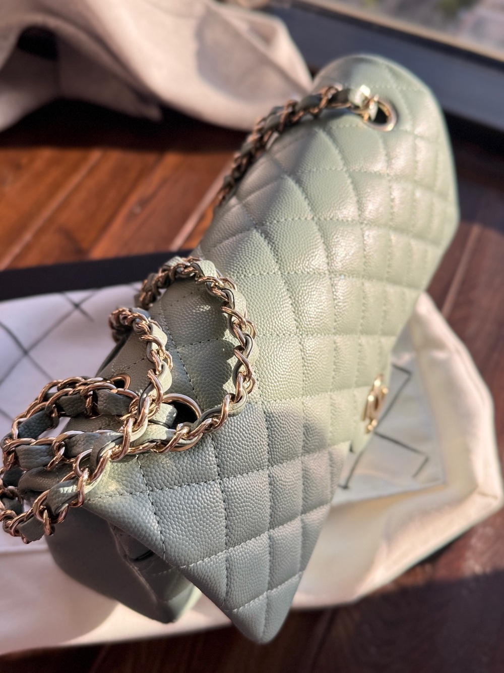 Chanel Green Quilted Shoulder Bag with Silver Hardware - Picture 8 of 15
